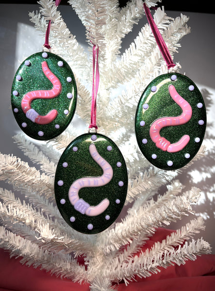 2024 Earthworm Fused Glass Ornament