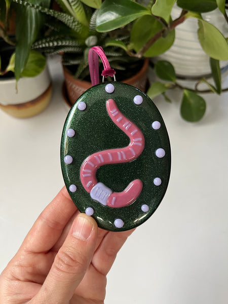 2024 Earthworm Fused Glass Ornament