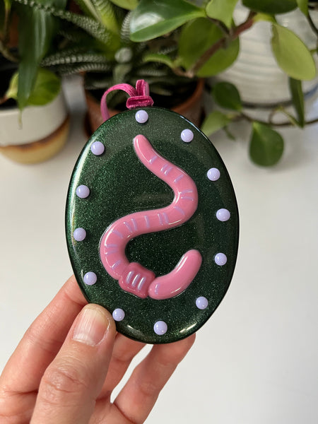 2024 Earthworm Fused Glass Ornament