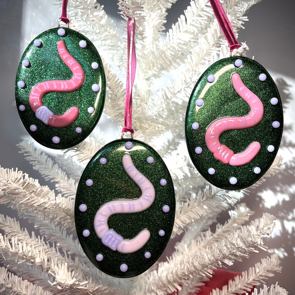 2024 Earthworm Fused Glass Ornament