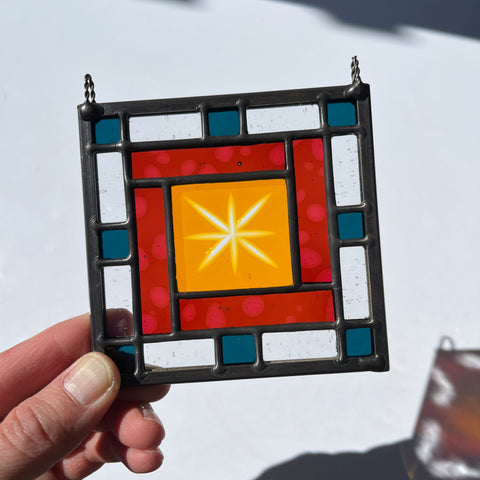 Kinda Primary Starburst Micro Stained Glass Panel