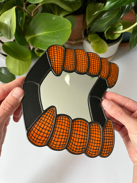 Mirror Fangs - Tangerine Grid w/ Black (FREE US SHIPPING)