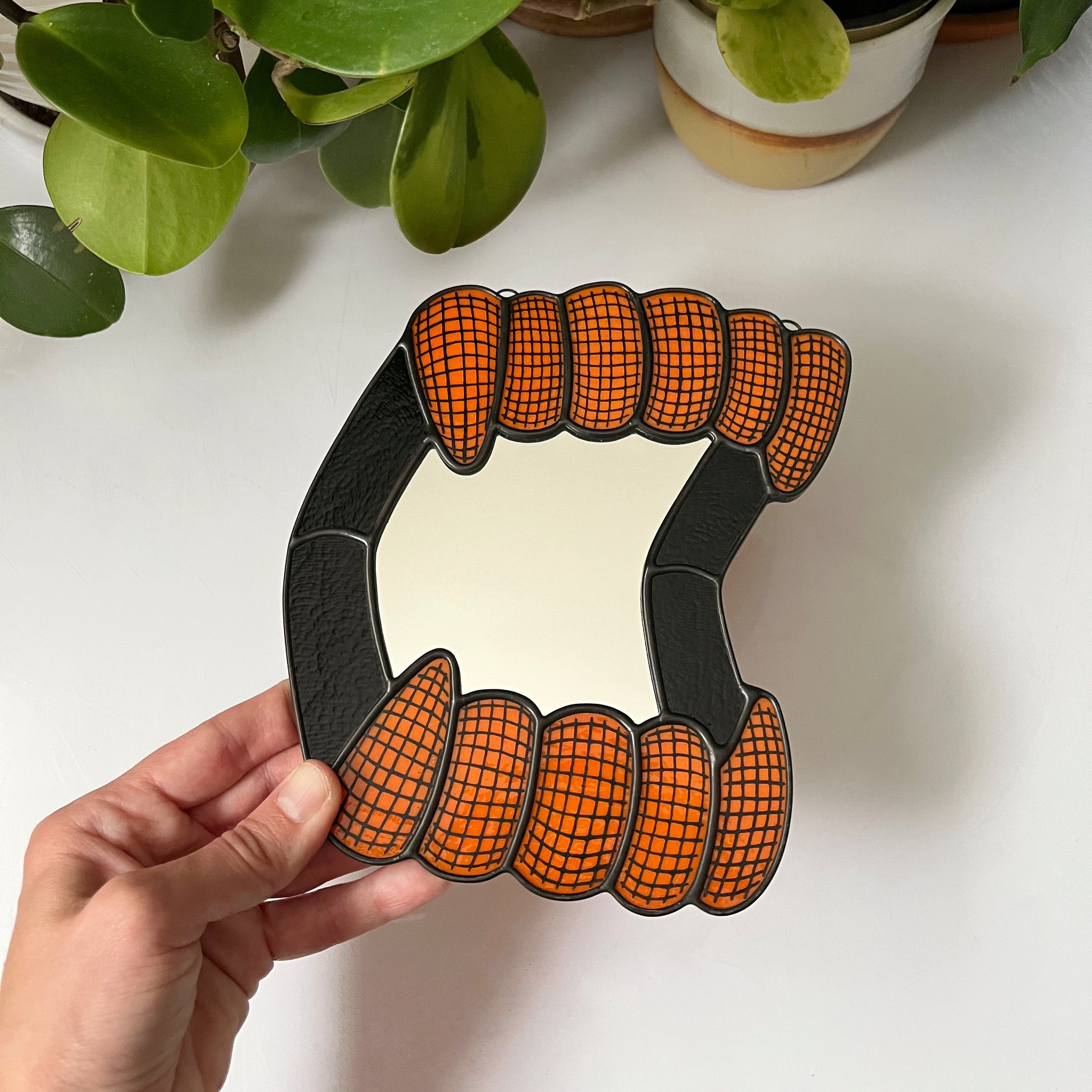 Mirror Fangs - Tangerine Grid w/ Black (FREE US SHIPPING)