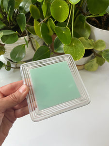 Individual Fused Glass Coasters w/ Squiggle Stripe Borders