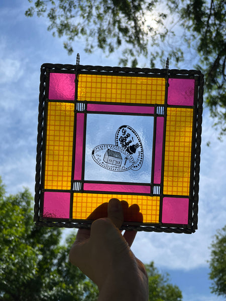 "Souvenirs - Pressed Pennies from St. Augustine, FL" Illustrated Stained Glass Panel