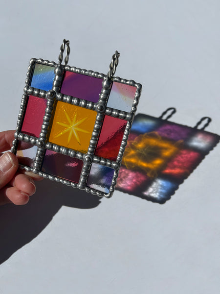 Rainbow Starburst Micro Stained Glass Panel