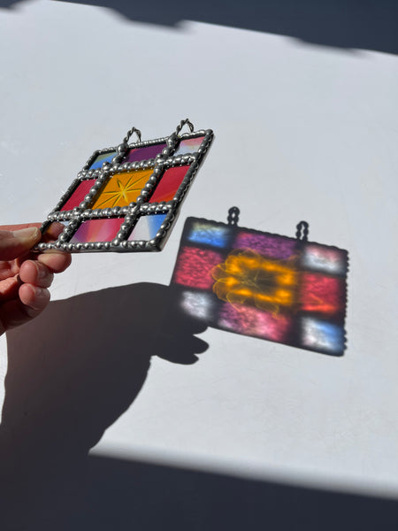Rainbow Starburst Micro Stained Glass Panel