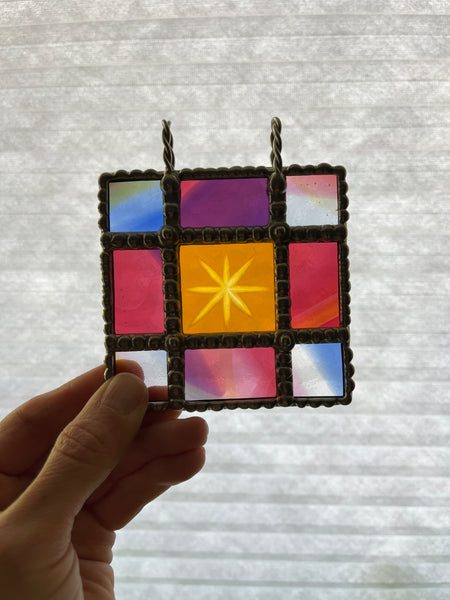 Rainbow Starburst Micro Stained Glass Panel