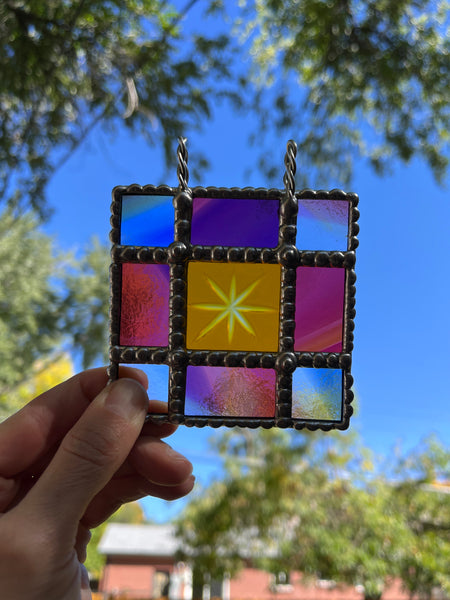 Rainbow Starburst Micro Stained Glass Panel