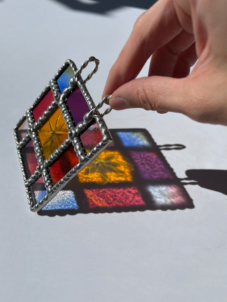 Rainbow Starburst Micro Stained Glass Panel