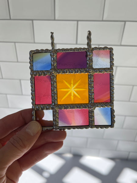 Rainbow Starburst Micro Stained Glass Panel