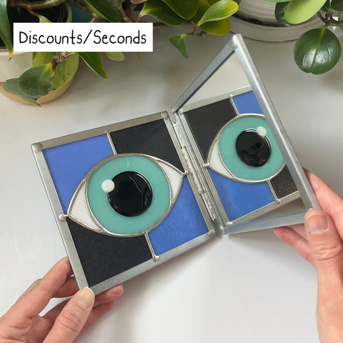 WINKS Mini Hinged Eye Mirrors - Lead Free Monochromatic Blue (Discounts/Seconds)